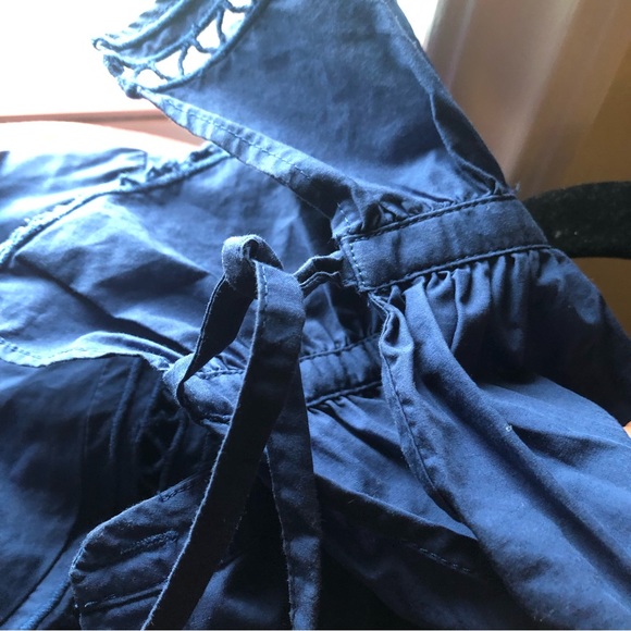 XXSP LOFT cotton Blue Long Sleeve Peasant Blouse - Picture 7 of 10